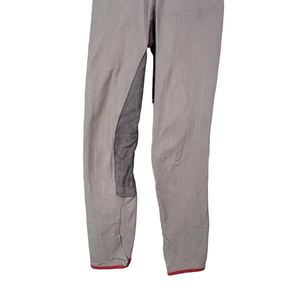 Euro-Star Gray Red Plaid Full Seat Suede Breeches Horse Riding Equestrian Pants